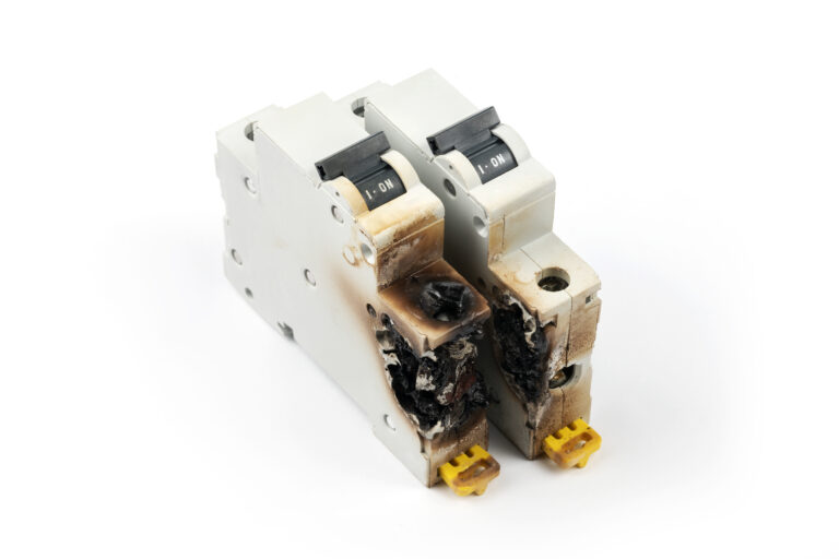 Burned electrical circuit breaker